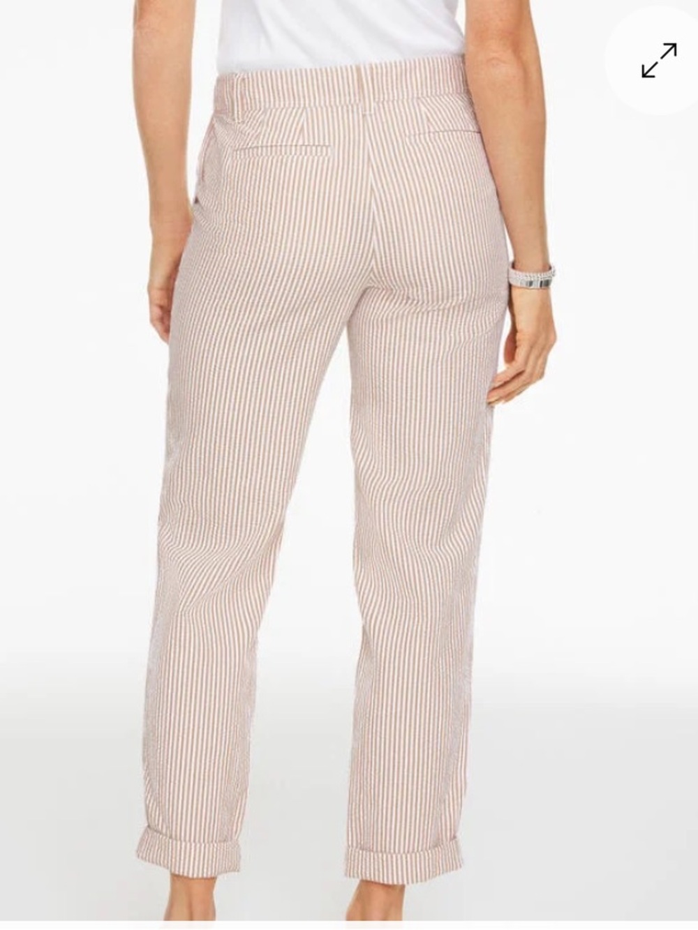💐Talbots Beige & White Stripe Seersucker Pants - Picture 2 of 6
